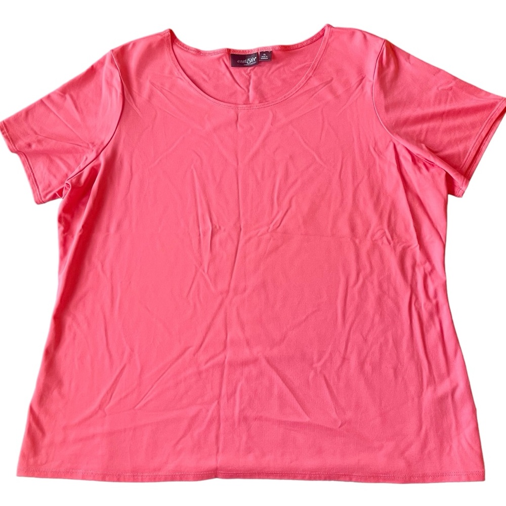 East 5th womens XL coral pink stretch short sleeve shirt blouse top tee shirt